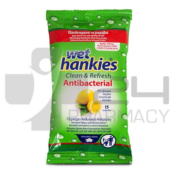 WET HANKIES ΑΝΤΙΒΑΚΤΗΡΙΔΙΑΚΑ ΜΑΝΤΗΛΑΚΙΑ ΛΕΜΟΝΙ 15ΤΜΧ