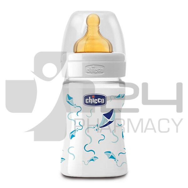 CHICCO NATURE GLASS ΓΥΑΛΙΝΟ ΜΠΙΜΠΕΡΟ ΜΕ ΘΗΛΗ ΚΑΟΥΤΣΟΥΚ 150ML