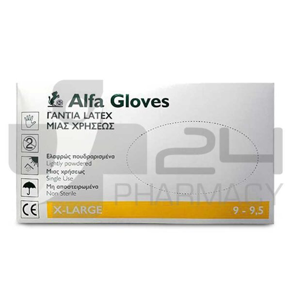 ALFA ΓΑΝΤΙΑ LATEX ΑΣΠΡΑ X-LARGE 100ΤΜΧ
