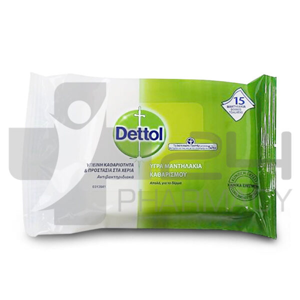 DETTOL ΥΓΡΑ ΑΝΤΙΒΑΚΤΗΡΙΔΙΑΚΑ ΜΑΝΤΗΛΑΚΙΑ ΚΑΘΑΡΙΣΜΟΥ ΓΙΑ ΧΕΡΙΑ & ΕΠΙΦΑΝΕΙΕΣ 15ΤΜΧ