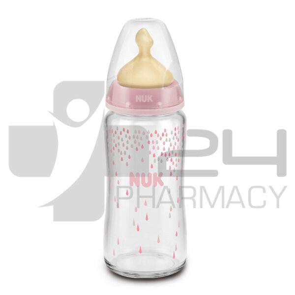 NUK FIRST CHOICE ΓΥΑΛΙΝΟ ΜΠΙΜΠΕΡΟ ΜΕ ΘΗΛΗ ΣΙΛΙΚΟΝΗΣ 0-6 ΜΗΝΩΝ 240ML