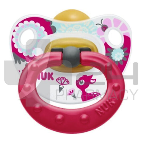 NUK CLASSIC HAPPY KIDS ΠΙΠΙΛΑ ΚΑΟΥΤΣΟΥΚ 6-18 ΜΗΝΩΝ ΦΟΥΞΙΑ 1ΤΜΧ