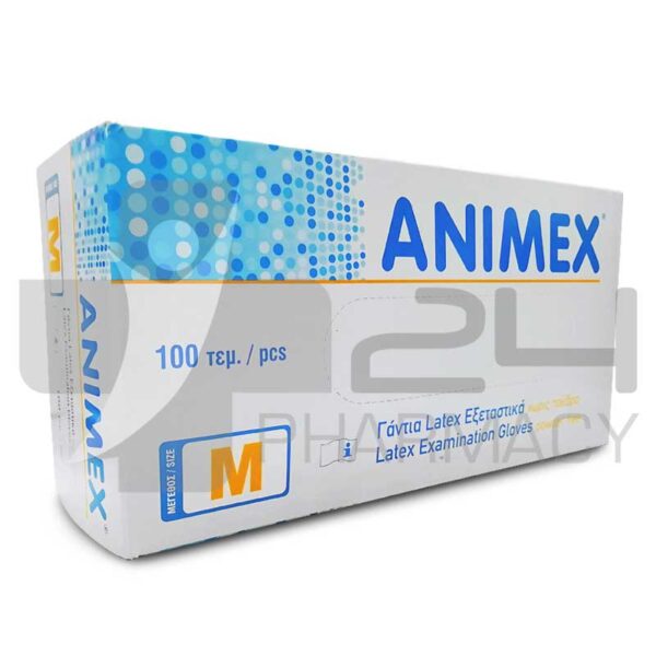 ANIMEX ΓΑΝΤΙΑ LATEX ΑΣΠΡΟ ΧΩΡΙΣ ΠΟΥΔΡΑ MEDIUM 100ΤΜΧ