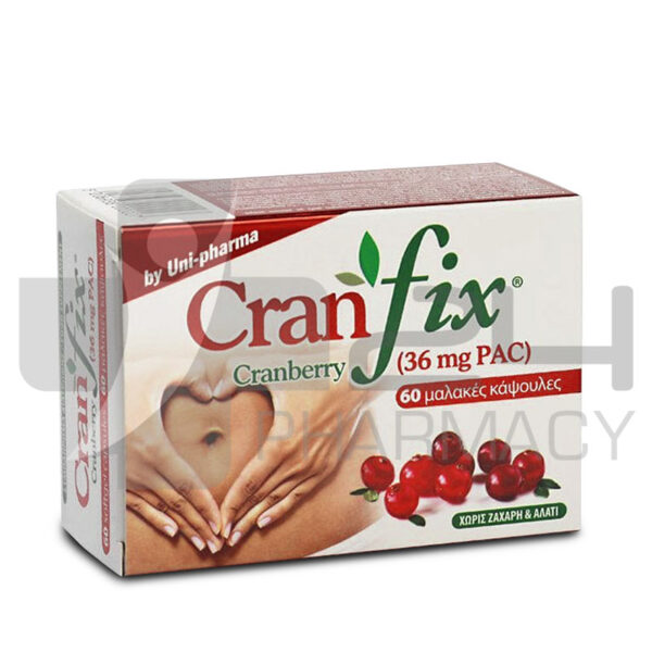 UNI-FARMA CRAN FIX ΜΕ CRANBERRY 60 ΜΑΛΑΚΕΣ ΚΑΨΟΥΛΕΣ