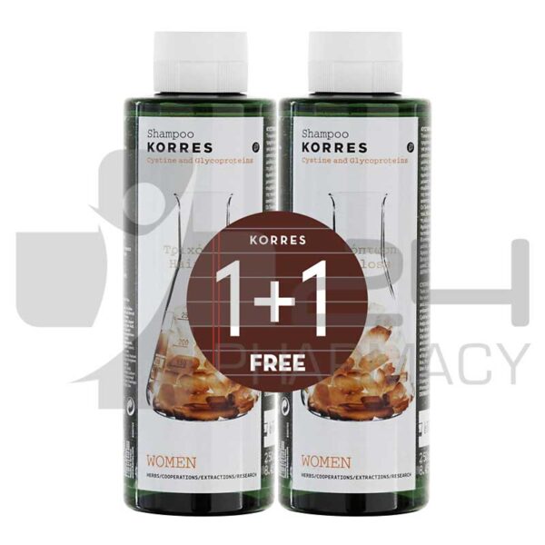 KORRES ΓΥΝΑΙΚΕΙΟ ΣΑΜΠΟΥΑΝ ΓΙΑ ΤΡΙΧΟΠΤΩΣΗ 1+1 2X250ML