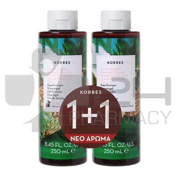 KORRES ΑΦΡΟΛΟΥΤΡΟ ΚΑΡΥΔΑ ΑΝΑΝΑΣ 1+1 2X250ML