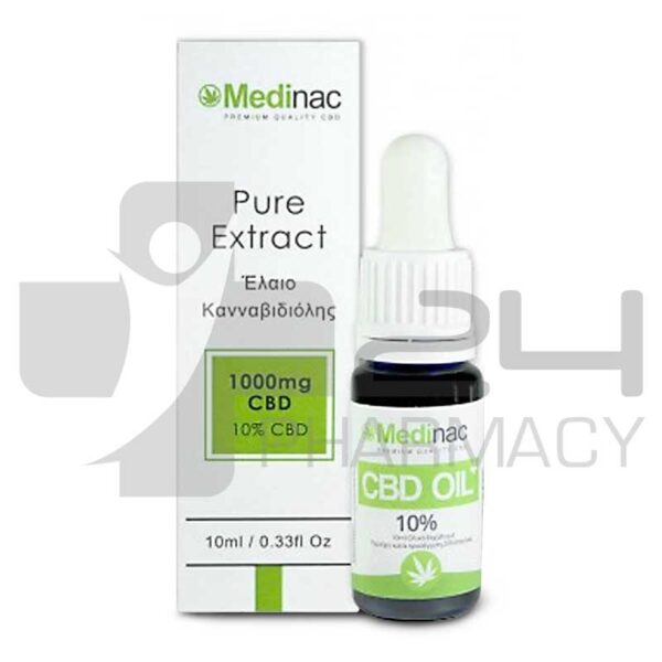 MEDINAC CBD ΕΛΑΙΟ ΚΑΝΝΑΒΙΔΙΟΛΗΣ 1000MG 10% 10ML