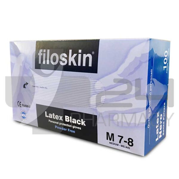 FILOSKIN ΓΑΝΤΙΑ LATEX ΜΑΥΡΟ ΧΩΡΙΣ ΠΟΥΔΡΑ MEDIUM 100ΤΜΧ