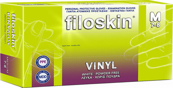 FILOSKIN ΕΞΕΤΑΣΤΙΚΑ ΓΑΝΤΙΑ ΒΙΝΥΛΙΟΥ ΛΕΥΚΑ ΧΩΡΙΣ ΠΟΥΔΡΑ 100TMX Μ