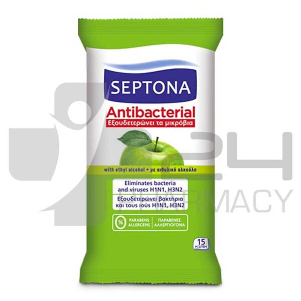 SEPTONA ΥΓΡΑ ΑΝΤΙΒΑΚΤΗΡΙΔΙΑΚΑ ΜΑΝΤΗΛΑΚΙΑ ΠΡΑΣΙΝΟ ΜΗΛΟ 15ΤΜΧ