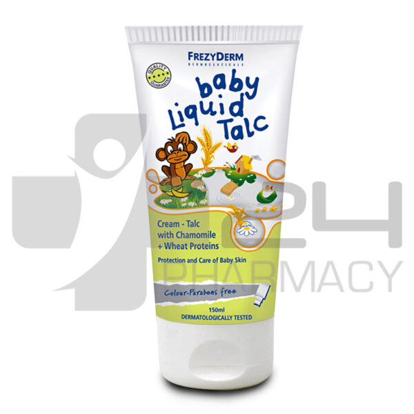 FREZYDERM BABY LIQUID TALC ΤΑΛΚ ΣΕ ΥΓΡΗ ΜΟΡΦΗ ΚΡΕΜΑΣ ΜΕ ΧΑΜΟΜΗΛΙ 150ML