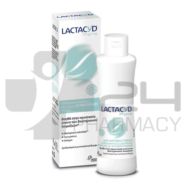 LACTACYD PHARMA ΚΑΘΑΡΙΣΤΙΚΟ ΕΥΑΙΣΘΗΤΗΣ ΠΕΡΙΟΧΗΣ ΜΕ ΑΝΤΙΒΑΚΤΗΡΙΑΚΑ 250ML